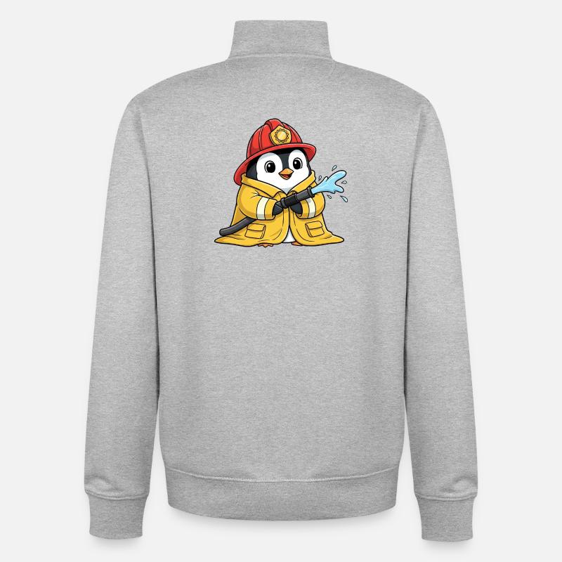 Pompier bénévole Chub Penguin - Sweat zippé unisexe en coton bio Stanley/Stella - gris chiné
