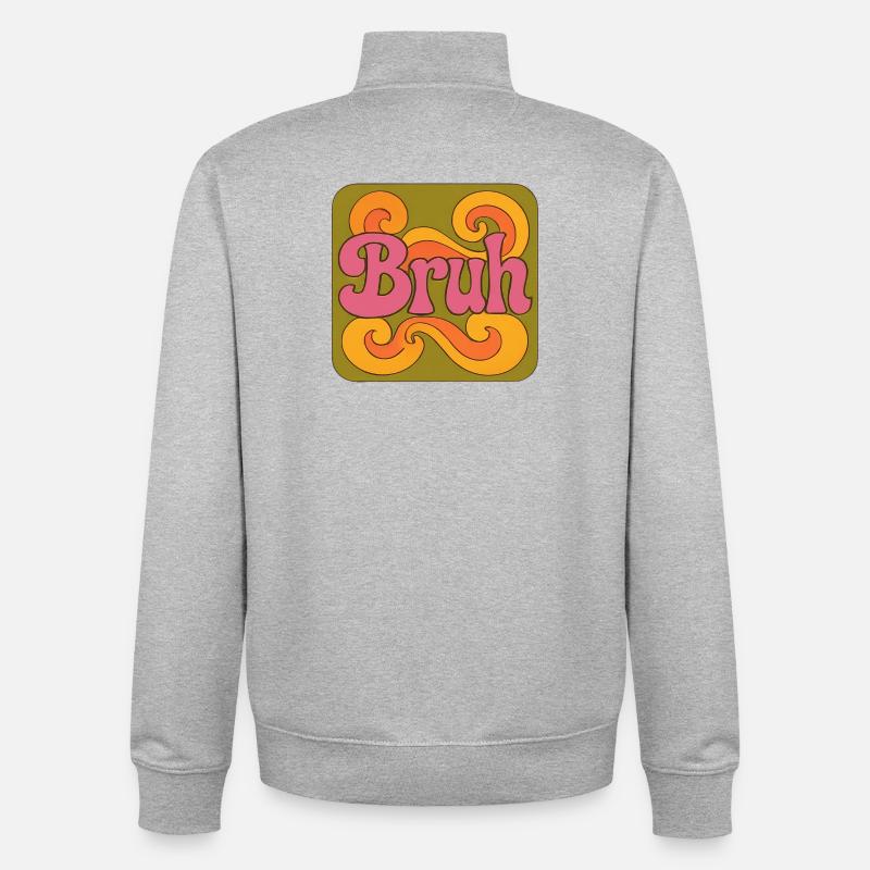 Bruh Psychedelic Swirl - Unisex Organic Zip Sweatshirt von Stanley/Stella - Grau meliert