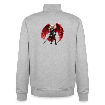 Karmesinroter geflügelter Krieger - Unisex Organic Zip Sweatshirt von Stanley/Stella - Grau meliert - Hinten - AI Model Male 185 light (185cm)