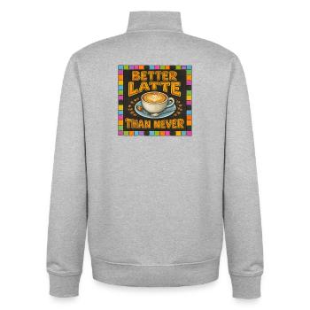 Besser Latte als nie - Unisex Organic Zip Sweatshirt von Stanley/Stella - Grau meliert - Hinten - AI Model Male 185 light (185cm)