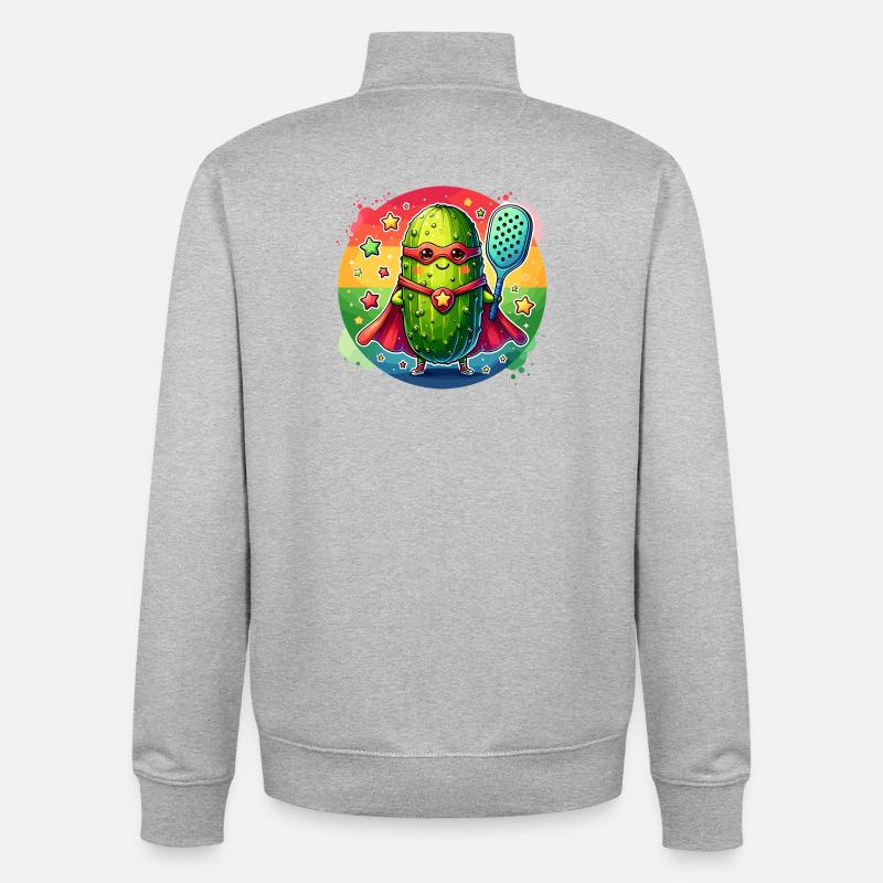 Pickleball Superheld Helden Gurke Paddle - Unisex Organic Zip Sweatshirt von Stanley/Stella - Grau meliert