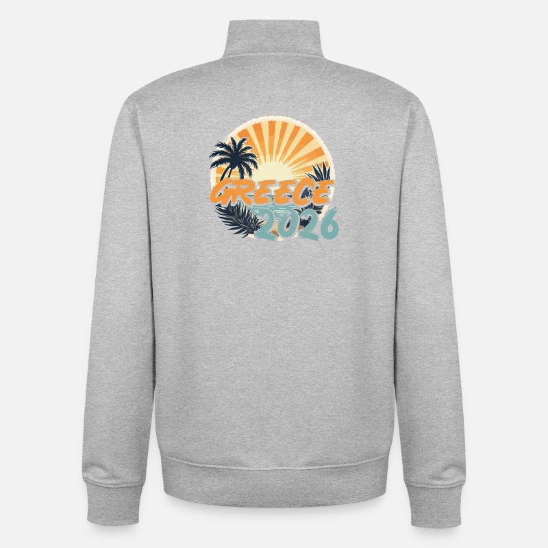 Grèce 2026 - Sweat zippé unisexe en coton bio Stanley/Stella - gris chiné