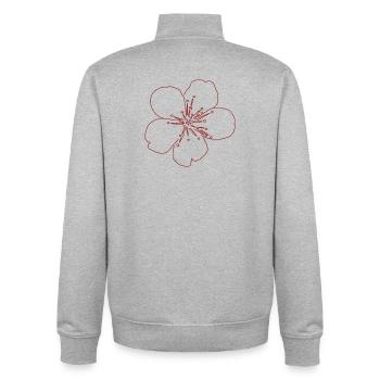 Cherry Blossom Flower Sketch - Unisex Organic Zip Sweatshirt by Stanley/Stella - heather grey - Back - AI Model Male 185 light (185cm)