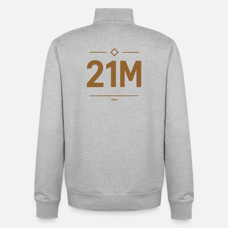 21M Bitcoin Limit Design Gold - Unisex Organic Zip Sweatshirt by Stanley/Stella - heather grey