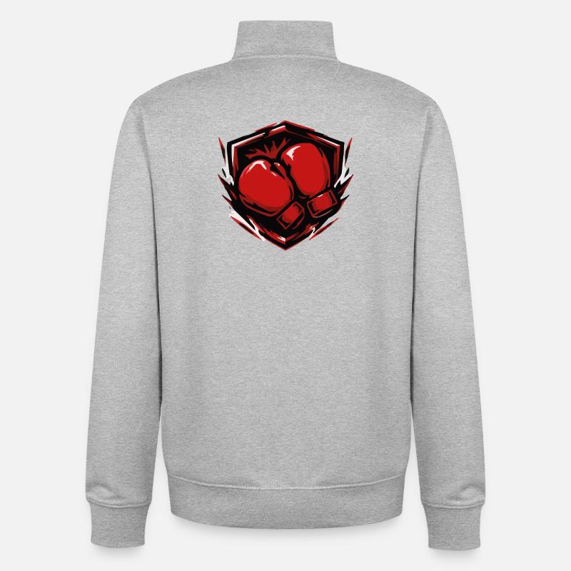 Boxen Boxhandschuhe Schild - Unisex Organic Zip Sweatshirt von Stanley/Stella - Grau meliert