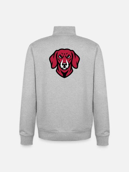 Dackel Maskottchen Logo - Unisex Organic Zip Sweatshirt von Stanley/Stella - Grau meliert
