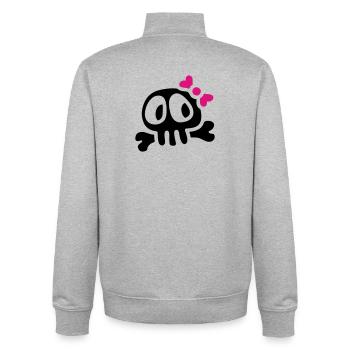 lady skull - Unisex Organic Zip Sweatshirt by Stanley/Stella - heather grey - Back - AI Model Male 185 light (185cm)
