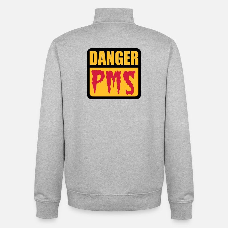 Danger PMS | Prämenstruelles Syndrom | - Sweat zippé unisexe en coton bio Stanley/Stella - gris chiné