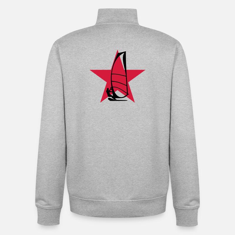 Windsurfen / Windsurfer / Windsurf / Windsurfing - Unisex Organic Zip Sweatshirt von Stanley/Stella - Grau meliert