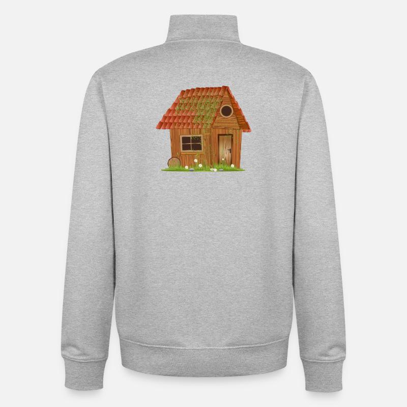 small windswept rustic hut - Unisex Organic Zip Sweatshirt by Stanley/Stella - heather grey