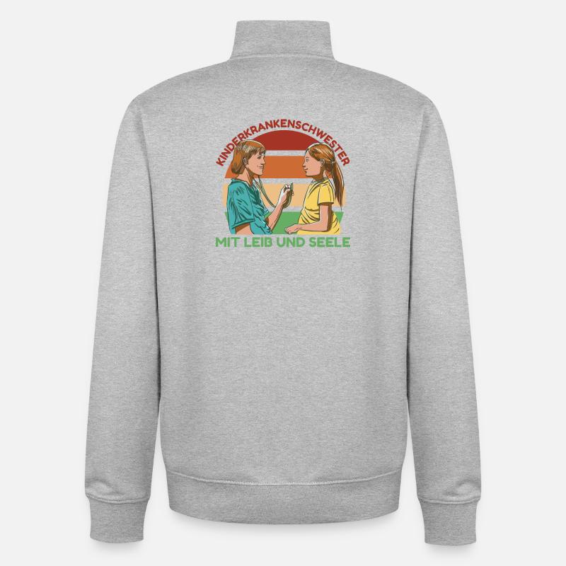 Kinderkrankenschwester mit Leib und Seele - Unisex Organic Zip Sweatshirt von Stanley/Stella - Grau meliert