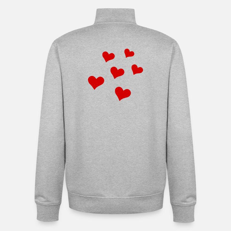 Cœurs épars - Sweat zippé unisexe en coton bio Stanley/Stella - gris chiné