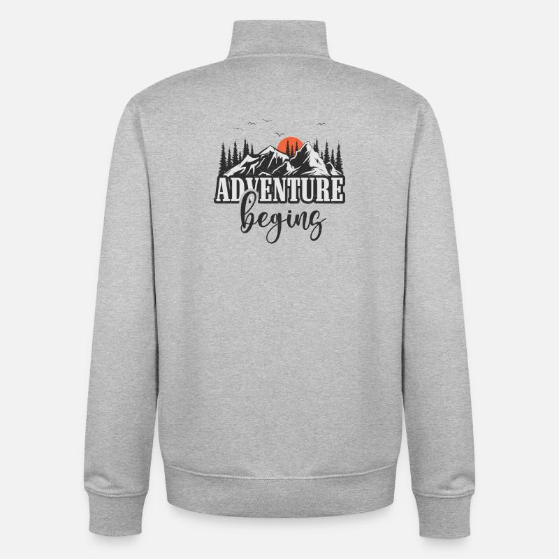 Das Abenteuer beginnt - Unisex Organic Zip Sweatshirt von Stanley/Stella - Grau meliert