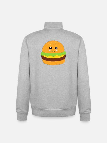 Kawaii, Burger, fast food - Unisex Organic Zip Sweatshirt von Stanley/Stella - Grau meliert