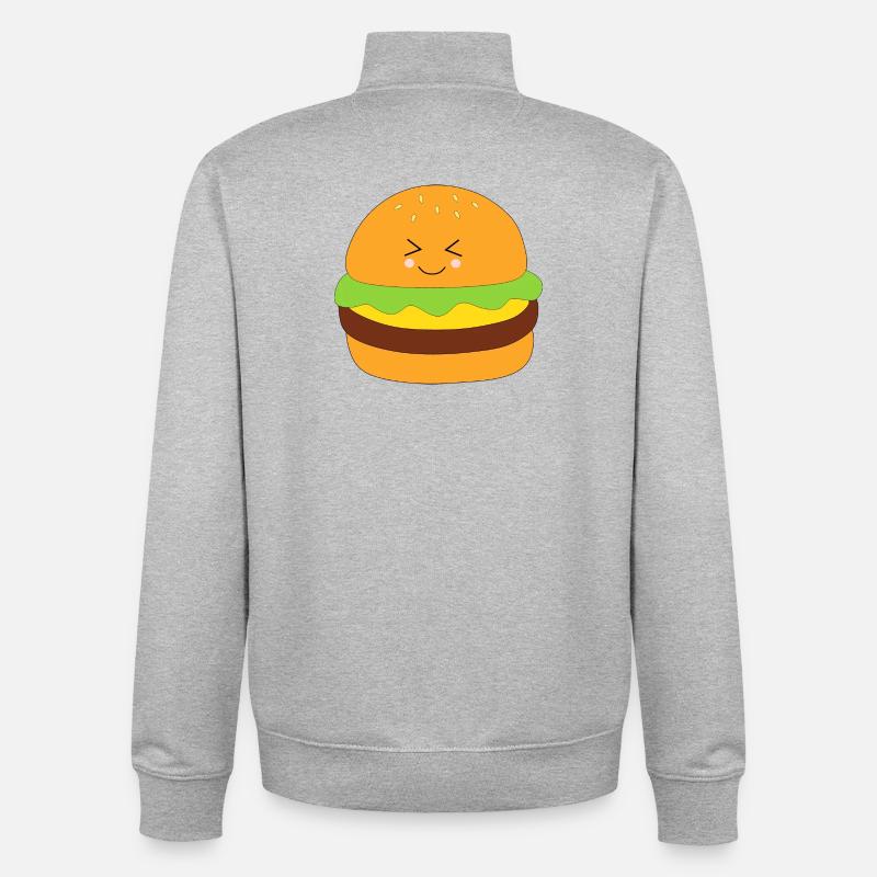 Burgers, restauration rapide, manger, cuisiner - Sweat zippé unisexe en coton bio Stanley/Stella - gris chiné