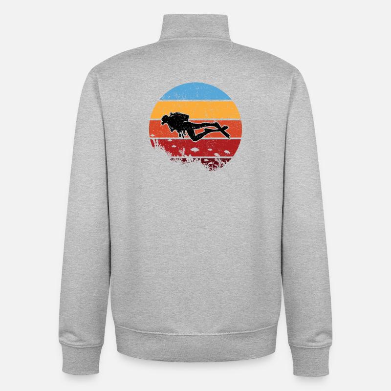 Sunset Diver Silhouette - Unisex Organic Zip Sweatshirt von Stanley/Stella - Grau meliert