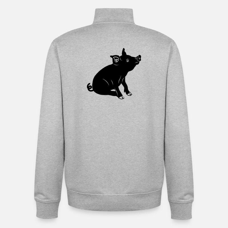 Logo de Pig sitting Image d’ombre - Sweat zippé unisexe en coton bio Stanley/Stella - gris chiné