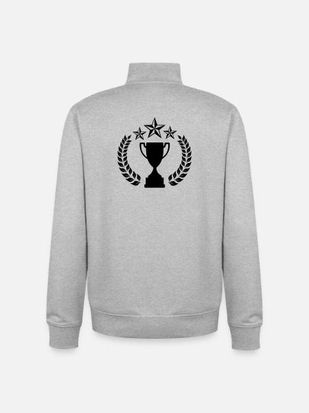 Laurel wreath with above three stars - Unisex Organic Zip Sweatshirt by Stanley/Stella - heather grey