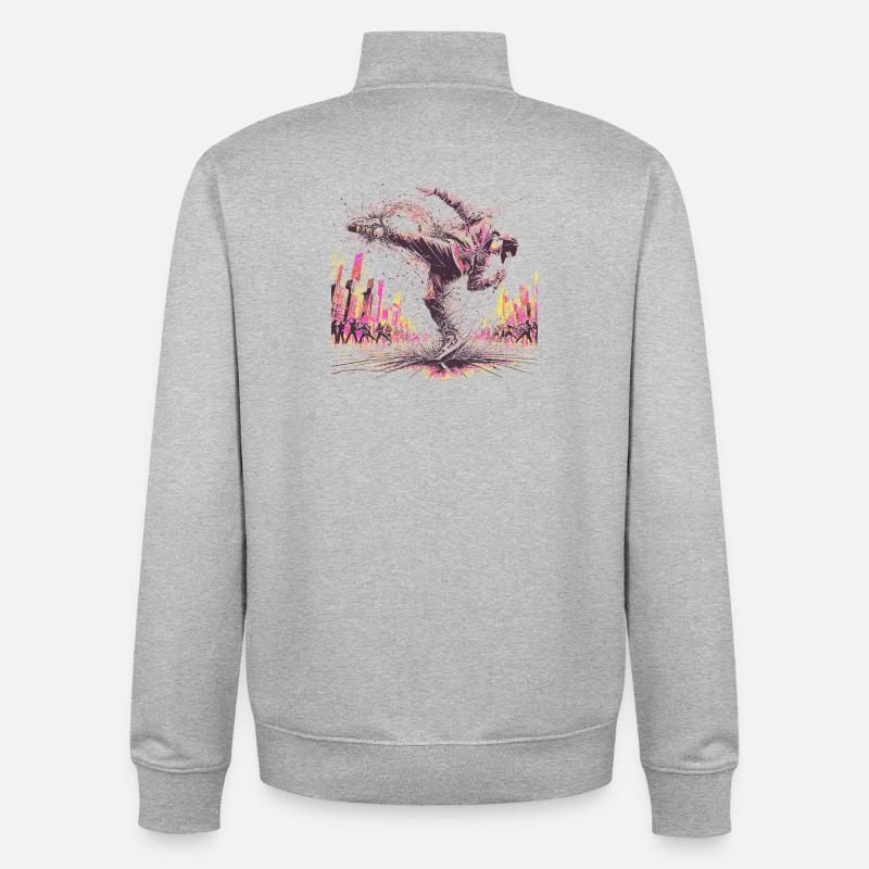 BREAK DANCING - Unisex Organic Zip Sweatshirt by Stanley/Stella - heather grey
