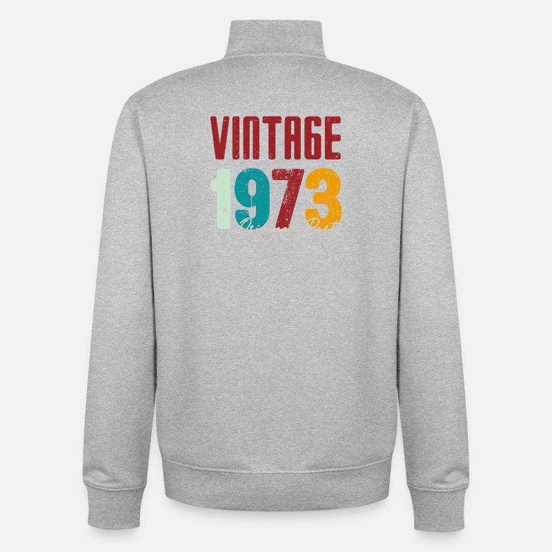Millésime 1973 Partie originale - Sweat zippé unisexe en coton bio Stanley/Stella - gris chiné
