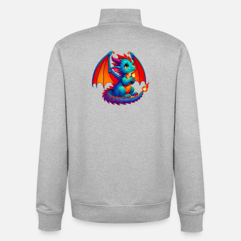 Dragon - Sweat zippé unisexe en coton bio Stanley/Stella - gris chiné
