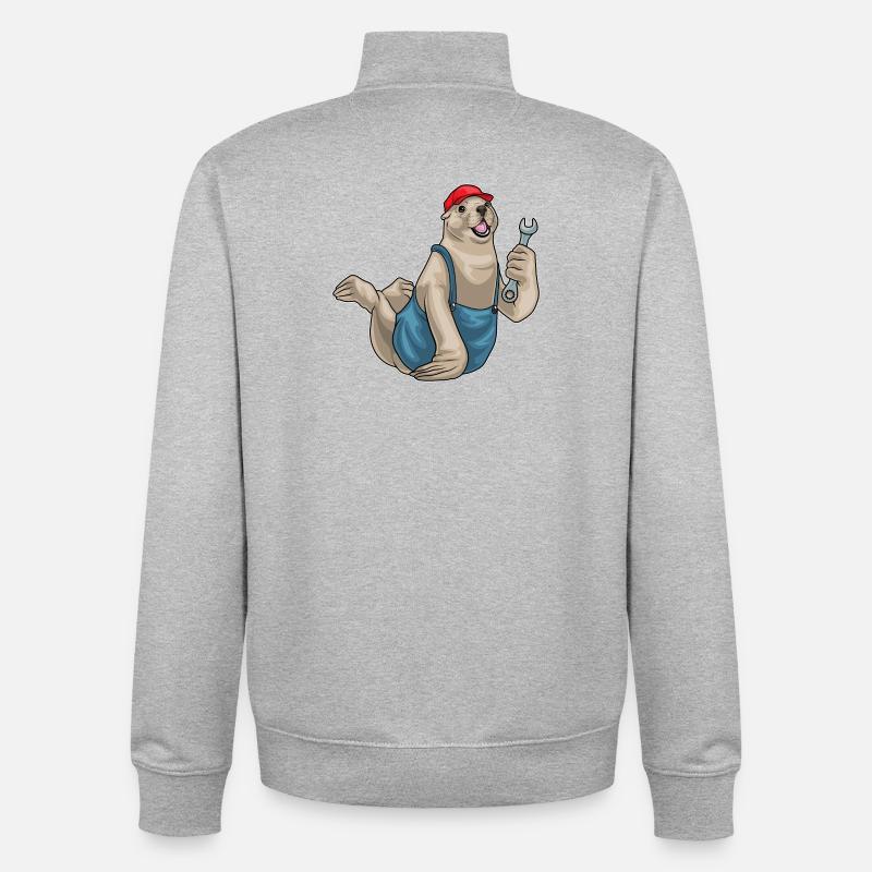 Clé mécanique de joint - Sweat zippé unisexe en coton bio Stanley/Stella - gris chiné