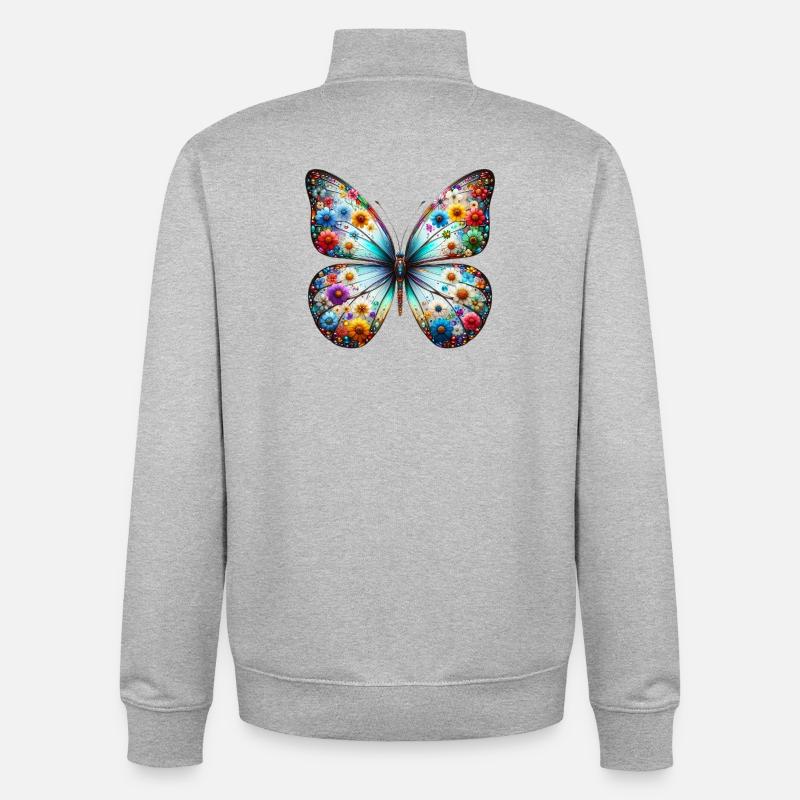 Papillon - Sweat zippé unisexe en coton bio Stanley/Stella - gris chiné