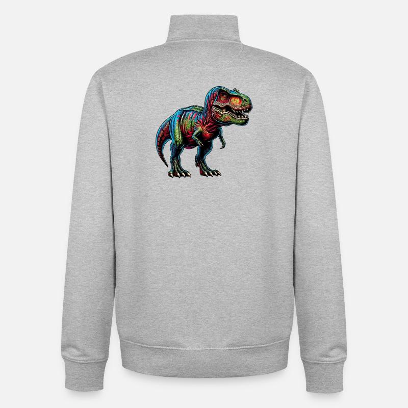 Dinosaurier - Unisex Organic Zip Sweatshirt von Stanley/Stella - Grau meliert