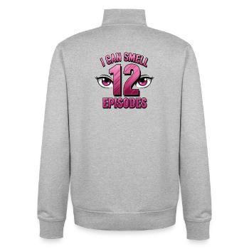 Ich kann 12 Folgen riechen, lustiger Anime-Liebhaber - Unisex Organic Zip Sweatshirt von Stanley/Stella - Grau meliert - Hinten - AI Model Male 185 light (185cm)