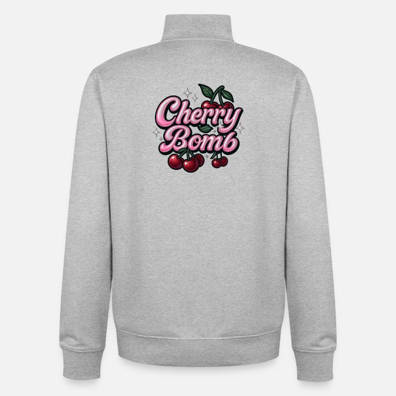 Cherry Bomb / Y2K Statement Design - Sweat zippé unisexe en coton bio Stanley/Stella - gris chiné