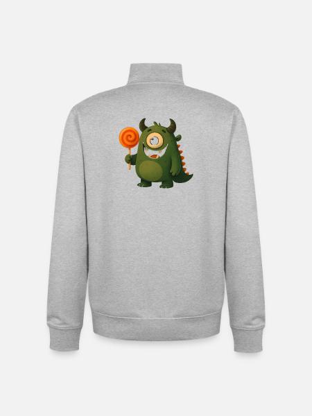 Kulleraugen Monster mit Lutscher - Unisex Organic Zip Sweatshirt von Stanley/Stella - Grau meliert
