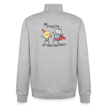 Be Positive No Matter Watt - Unisex Organic Zip Sweatshirt by Stanley/Stella - heather grey - Back - AI Model Male 185 light (185cm)