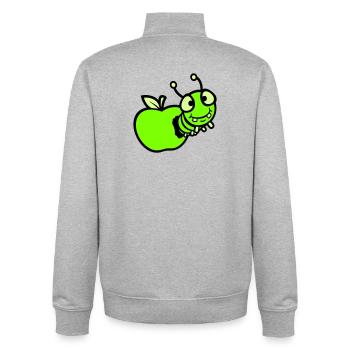 Caterpillar peeps apple hole comic funny cute cute - Unisex Organic Zip Sweatshirt by Stanley/Stella - heather grey - Back - AI Model Male 185 light (185cm)