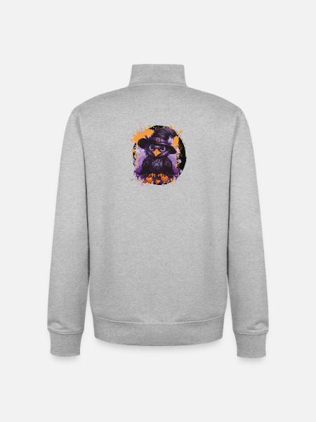 WitchesOwls with pumpkins - Unisex Organic Zip Sweatshirt by Stanley/Stella - heather grey