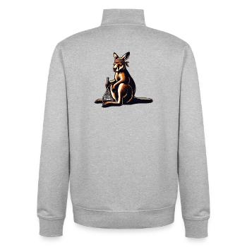 Raquette de tennis Kangourou Bandana Australie - Sweat zippé unisexe en coton bio Stanley/Stella - gris chiné - Dos - AI Model Male 185 light (185cm)