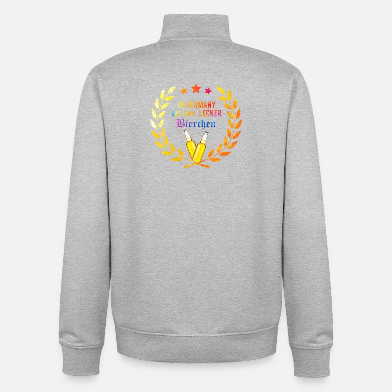 In_Germany_we_say_Lecker_Bierchen_-_kranz_ - Sweat zippé unisexe en coton bio Stanley/Stella - gris chiné
