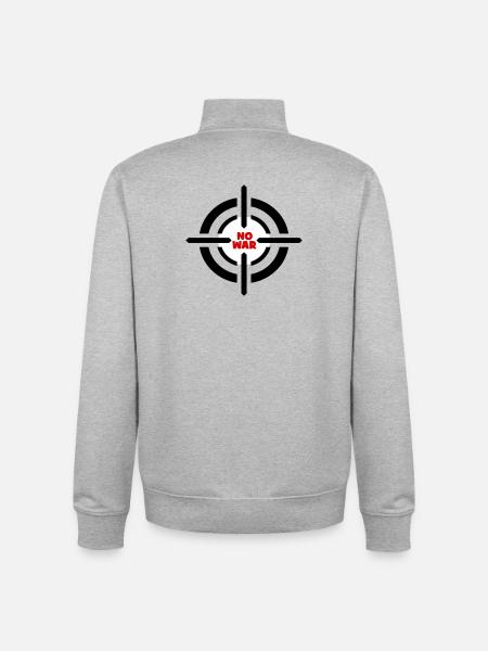 No War Emblem - Unisex Organic Zip Sweatshirt by Stanley/Stella - heather grey