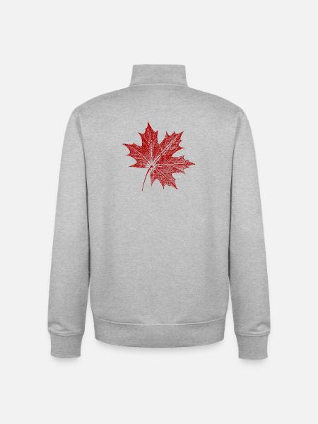 Feuille d’érable - Sweat zippé unisexe en coton bio Stanley/Stella - gris chiné