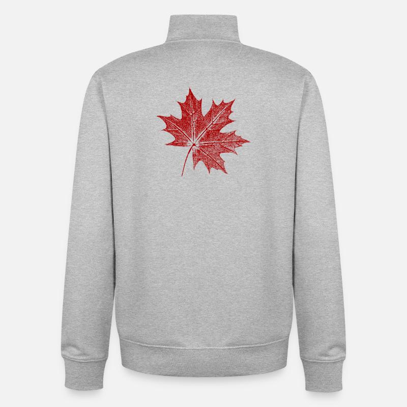 Maple leaf - Unisex Organic Zip Sweatshirt by Stanley/Stella - heather grey