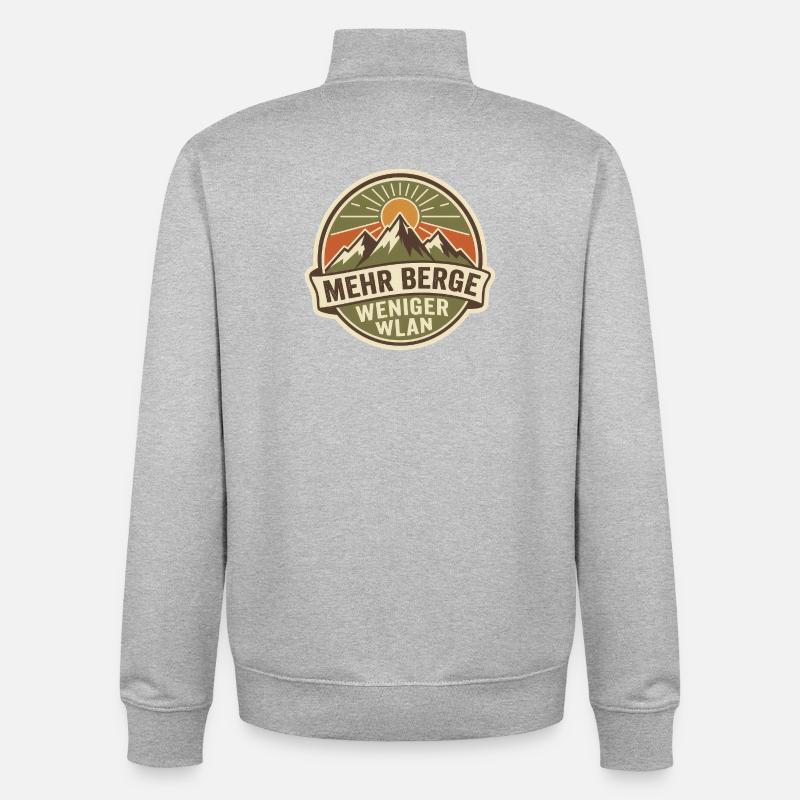 Mehr Berge weniger WLAN - Unisex Organic Zip Sweatshirt von Stanley/Stella - Grau meliert