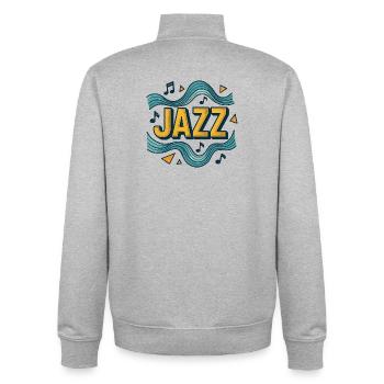 Musik Jazz Grafikdesign Blau und Gelb - Unisex Organic Zip Sweatshirt von Stanley/Stella - Grau meliert - Hinten - AI Model Male 185 light (185cm)