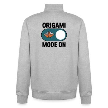 Mode en origami sur papier pour plier l’orizzigani - Sweat zippé unisexe en coton bio Stanley/Stella - gris chiné - Dos - AI Model Male 185 light (185cm)