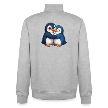 Kuschelige Pinguin-Umarmung - Unisex Organic Zip Sweatshirt von Stanley/Stella - Grau meliert - Hinten - AI Model Male 185 light (185cm)