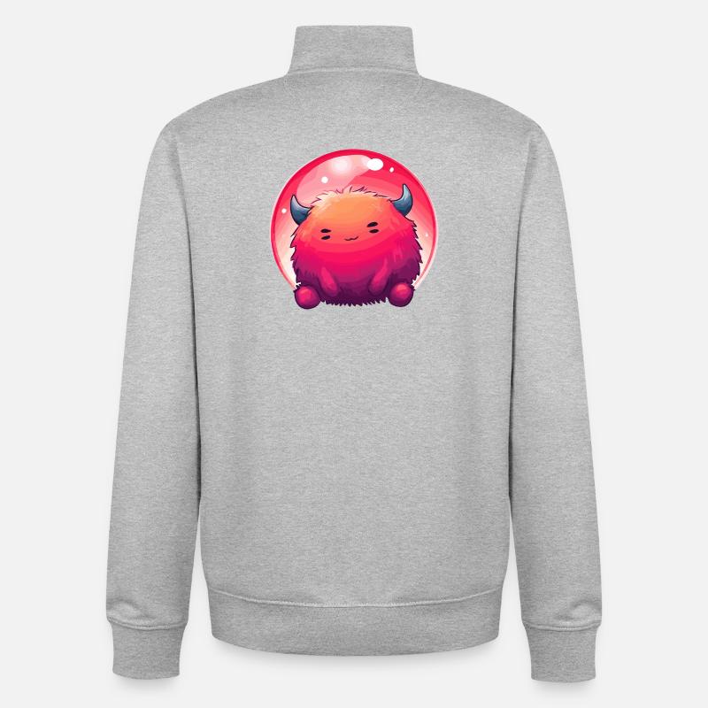Fluffy Monster Face Gradient - Unisex Organic Zip Sweatshirt by Stanley/Stella - heather grey