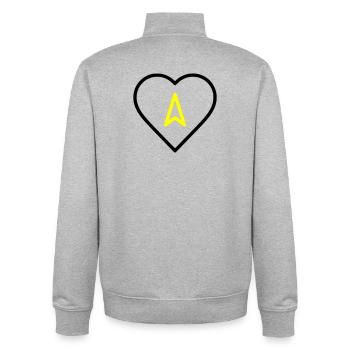 Cœur avec direction de flèche - Sweat zippé unisexe en coton bio Stanley/Stella - gris chiné - Dos - AI Model Male 185 light (185cm)