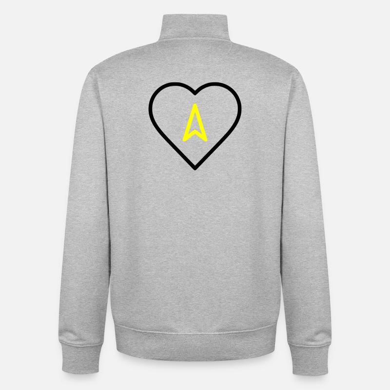 Cœur avec direction de flèche - Sweat zippé unisexe en coton bio Stanley/Stella - gris chiné