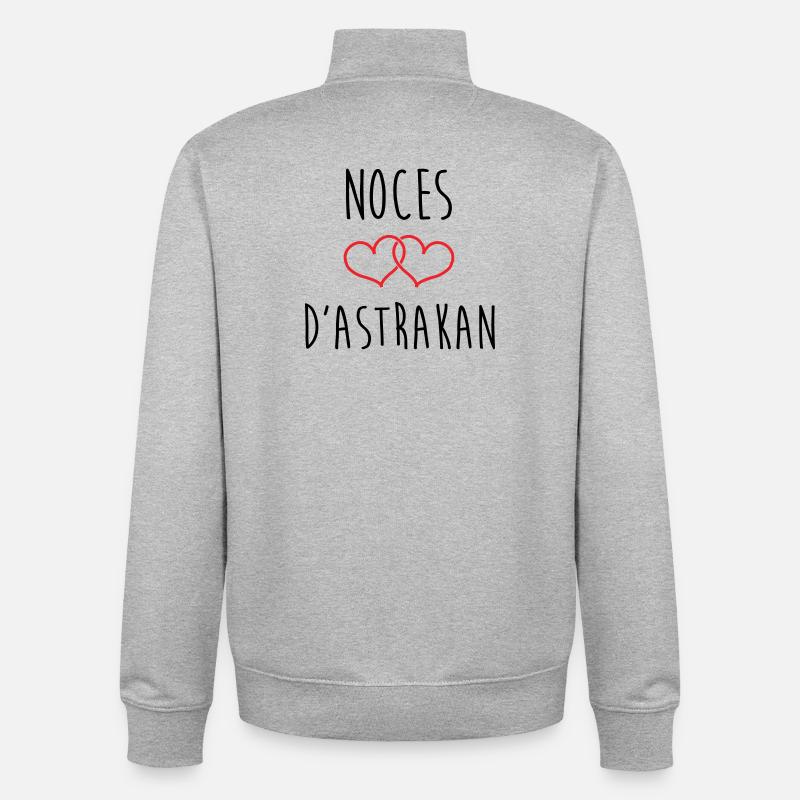 Anniversaire Mariage - Noces d'Astrakan (64 ans) - Sweat zippé unisexe en coton bio Stanley/Stella - gris chiné