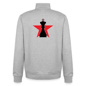 Stratège Grand Maître Étoile Rouge - Sweat zippé unisexe en coton bio Stanley/Stella - gris chiné - Dos - AI Model Male 185 light (185cm)