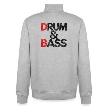 Drum & Bass / Musique du groupe Drum & Ass Drummer - Sweat zippé unisexe en coton bio Stanley/Stella - gris chiné - Dos - AI Model Male 185 light (185cm)
