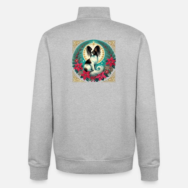 Papillon Halo Weihnachtskreis - Unisex Organic Zip Sweatshirt von Stanley/Stella - Grau meliert